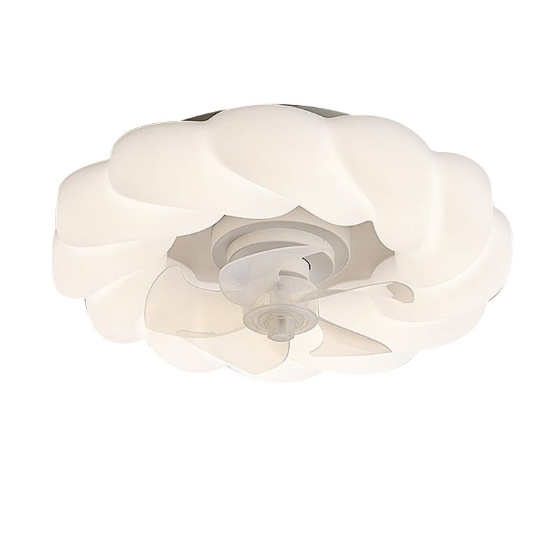 Contemporary Single White Ceiling Fan Lamp Unique Round Ceiling Fan Light