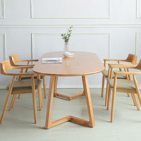 Contemporary Oval Dining Table Solid Wood Dining Table with Sled Base