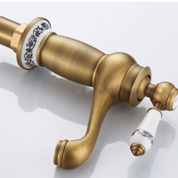 Low-arc Country Vessel Faucet Single Handle Brass Faucet for Bathroom