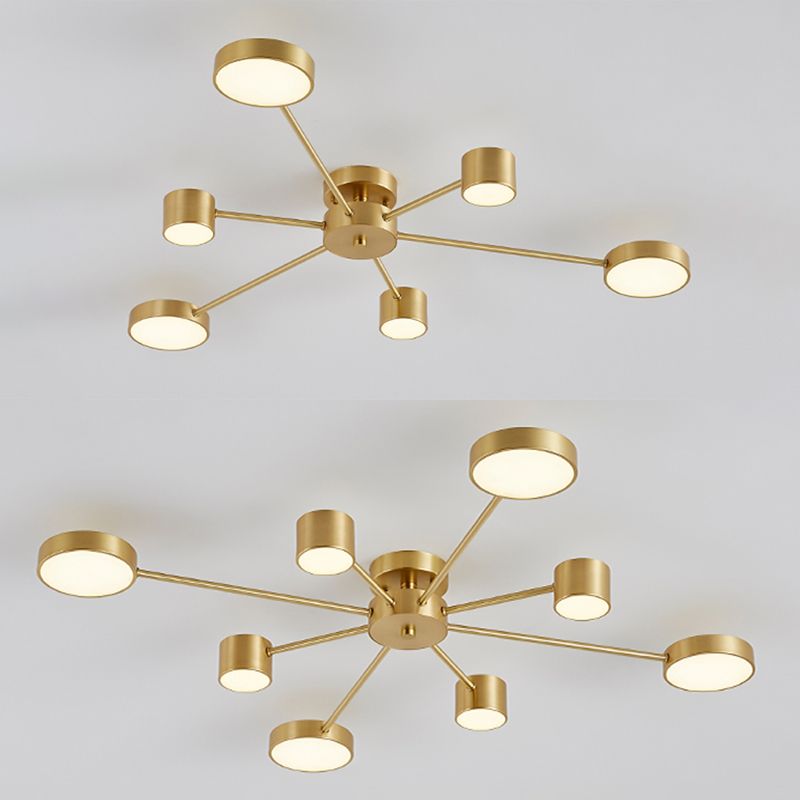 Multiple-Light Starburst Flush Mount Ceiling Light Modern Metal Ceiling Lighting