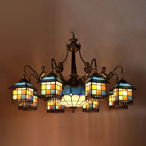 Tiffany Style Chandelier 3/5/9/11 Lights Stained Glass Hanging Light for Living Room