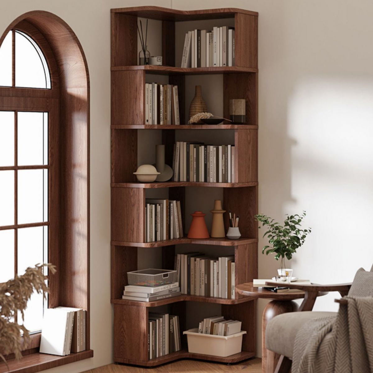 Scandinavian Open Back Shelf Bookcase with Shelves for Home Office