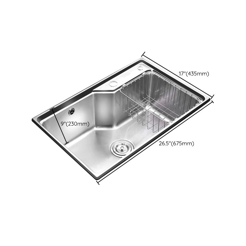 Stainless Steel 1 Holes Sink Contemporary Kitchen Sink with Basket Strainer