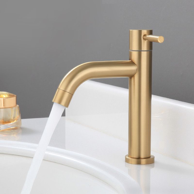 Circular Single Handle Bathroom Faucet Single Hole Vessel Sink Faucet in Brush Gold