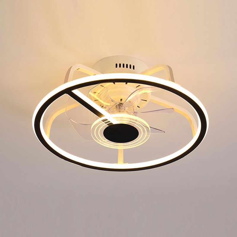 7-Blade LED Ceiling Fan Modernism Metallic Fan with Light for Bedroom