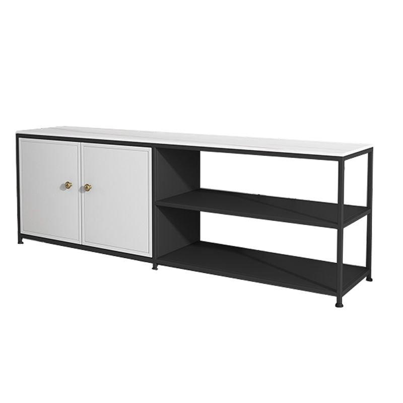 Stone and Metal TV Stand Console Contemporary TV Media Stand