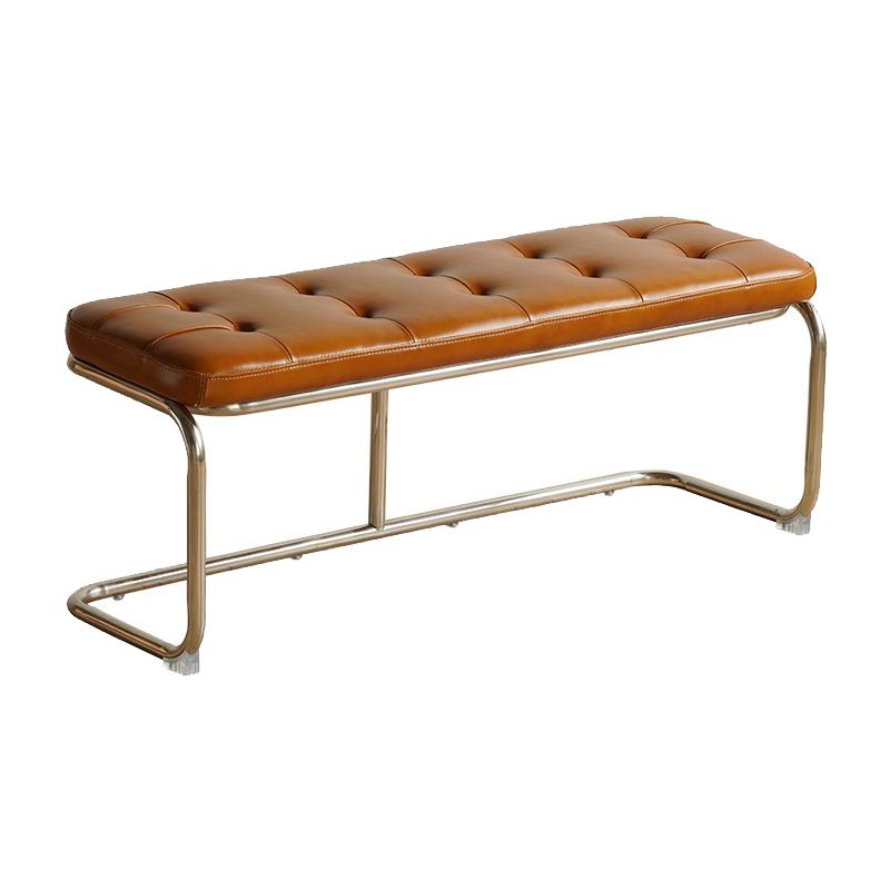 Rectangle 13.8" Wide Brown Bench Cushioned Upholstered Entryway Bench