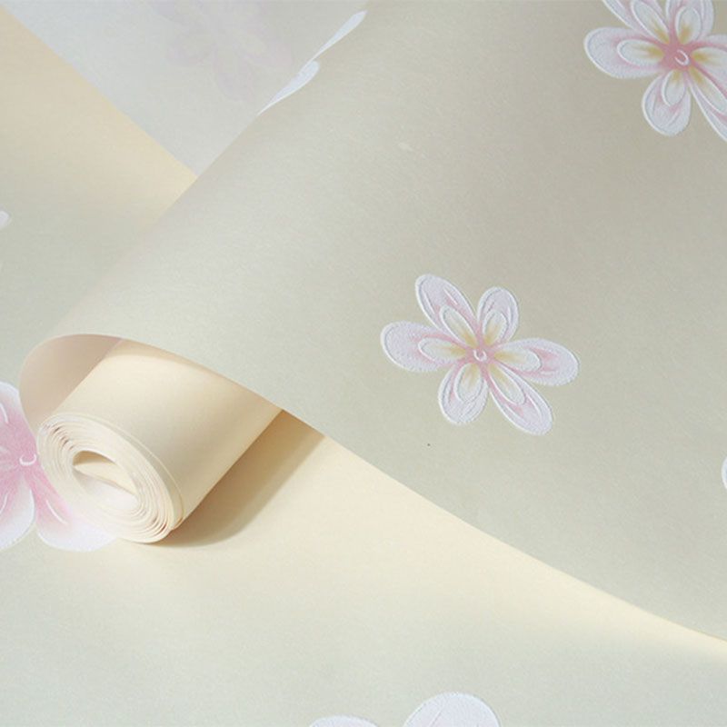 20.5" x 31' Flowers Wallpaper for Girl's Bedroom Blossoms Wall Art in Pink, Stain-Resistant