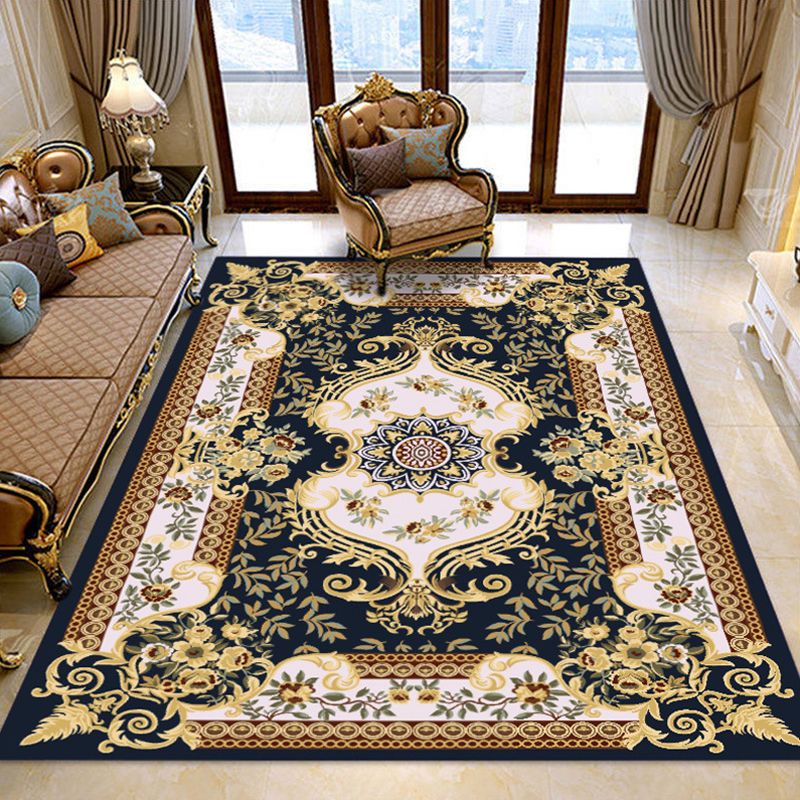 Retro Medallion Match Rug Multicolor Rug Synthetics Washable Pet Friendly Anti-Slip Tapis pour le salon