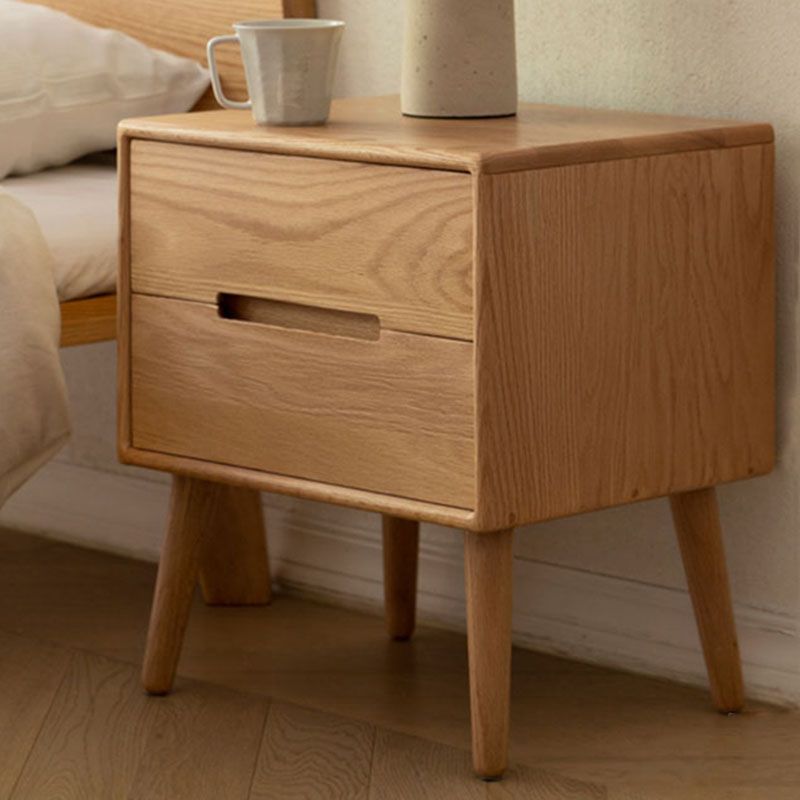 Scandinavian Wooden Bedside Cabinet with 2 Drawer for Bedroom