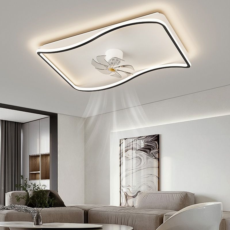 Nordic Style Ceiling Fan Lamp LED Geometry Shape Ceiling Fan Light for Living Room