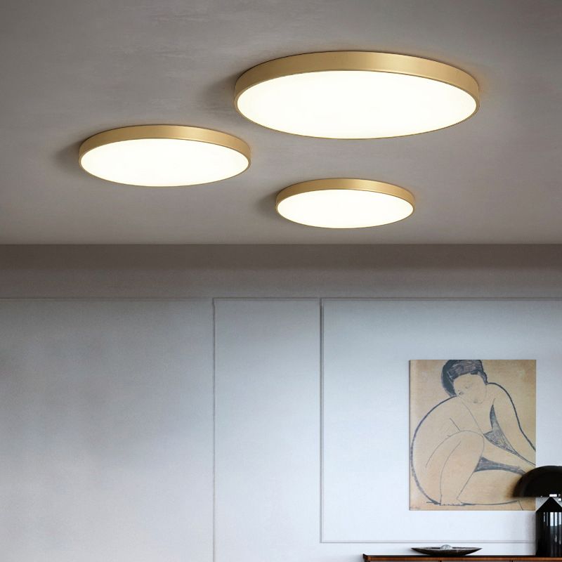 Single Golden Modernism Flush Mount Lighting Round Ceiling Light for Foyer