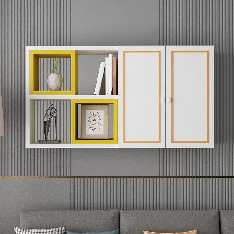 Contemporary Wood Bookcase Wall Mounted Closed Back Bookshelf for Home Office