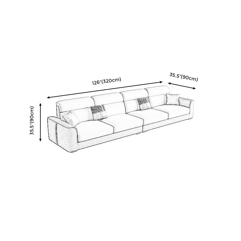 Modern Faux Leather Square Arm Sofa/Sectional for Apartment, Living Room