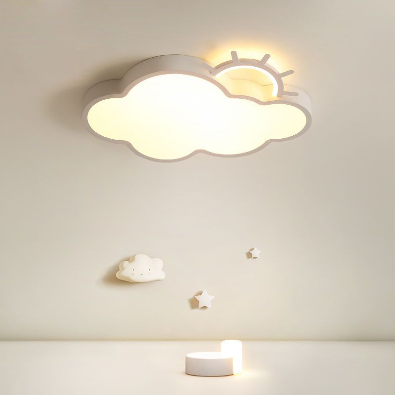 Cloud Shape Flush Light Modern Style Metal 2 Lights Flush Mount in White