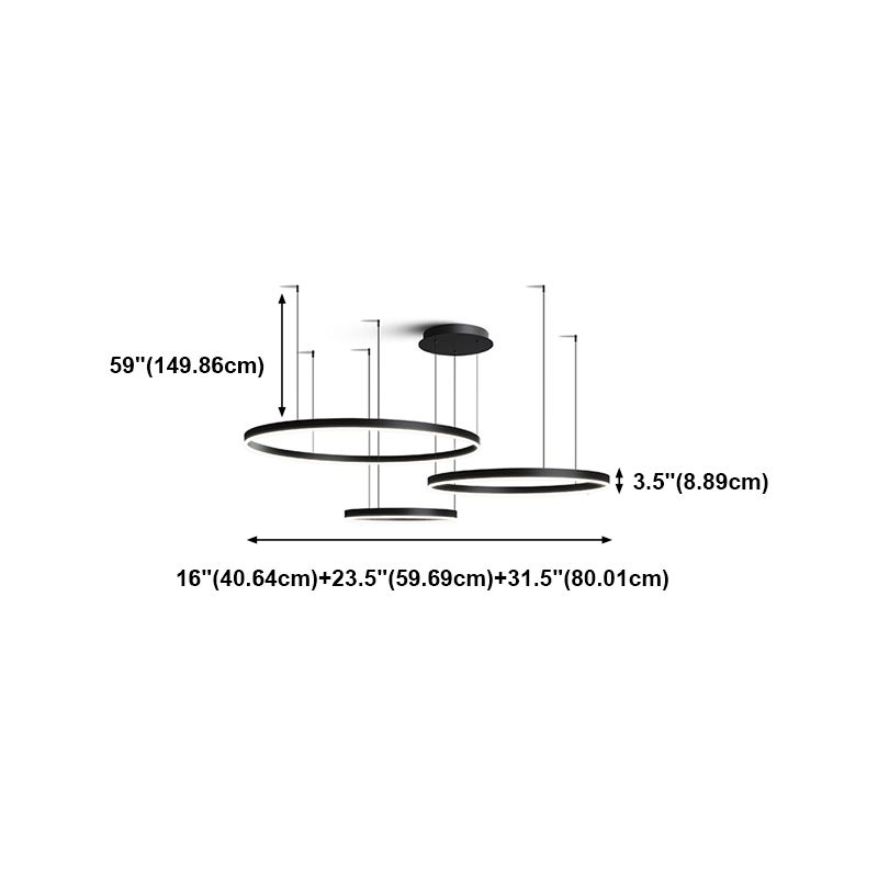 Orbikuläre Schatten Kronleuchter Lichter moderne Metallleuchterbeleuchtung in Schwarz