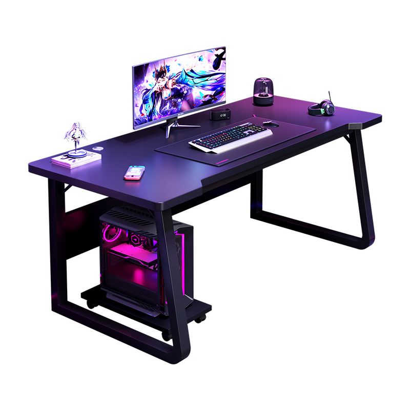 Contemporary Wood Gaming Desk Antique Finish Computer Desk with Metal Legs