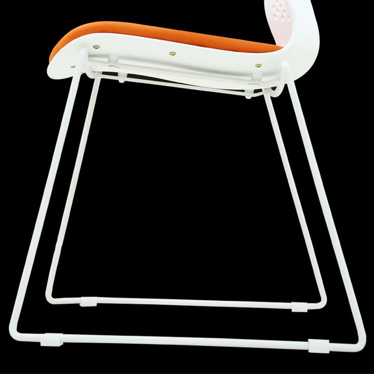 Contemporary White Frame Chair No Wheels Armless Mid Back Conference Chair