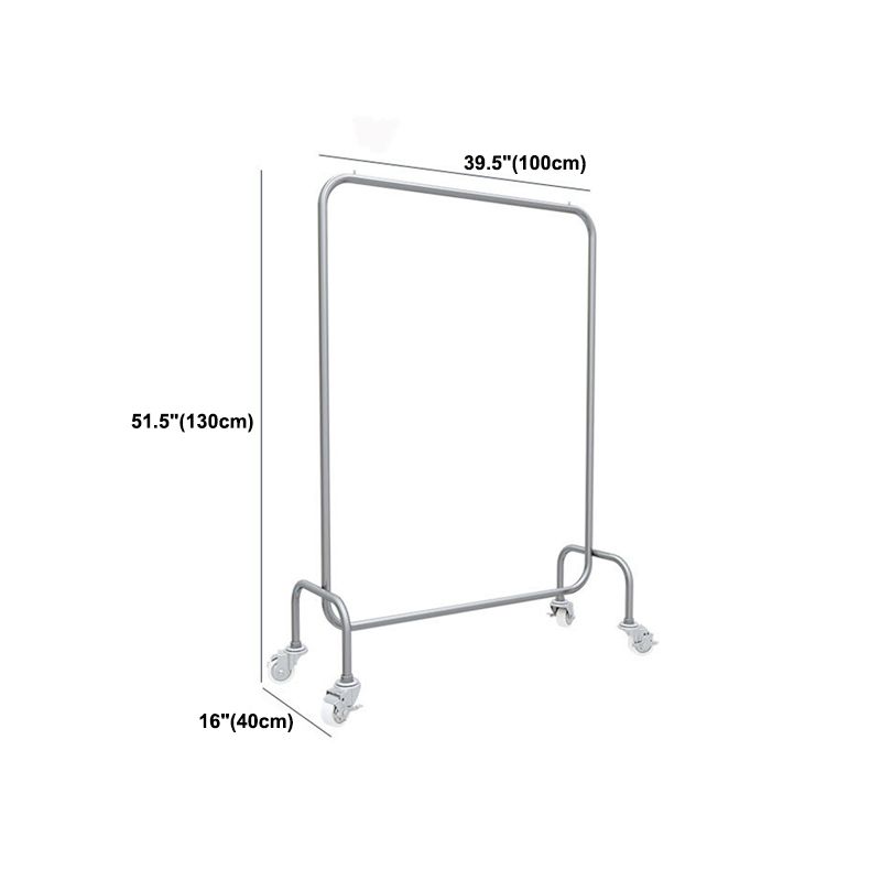 Industrial Style Metallic Coat Hanger Free Standing Coat Rack with 4 Wheels