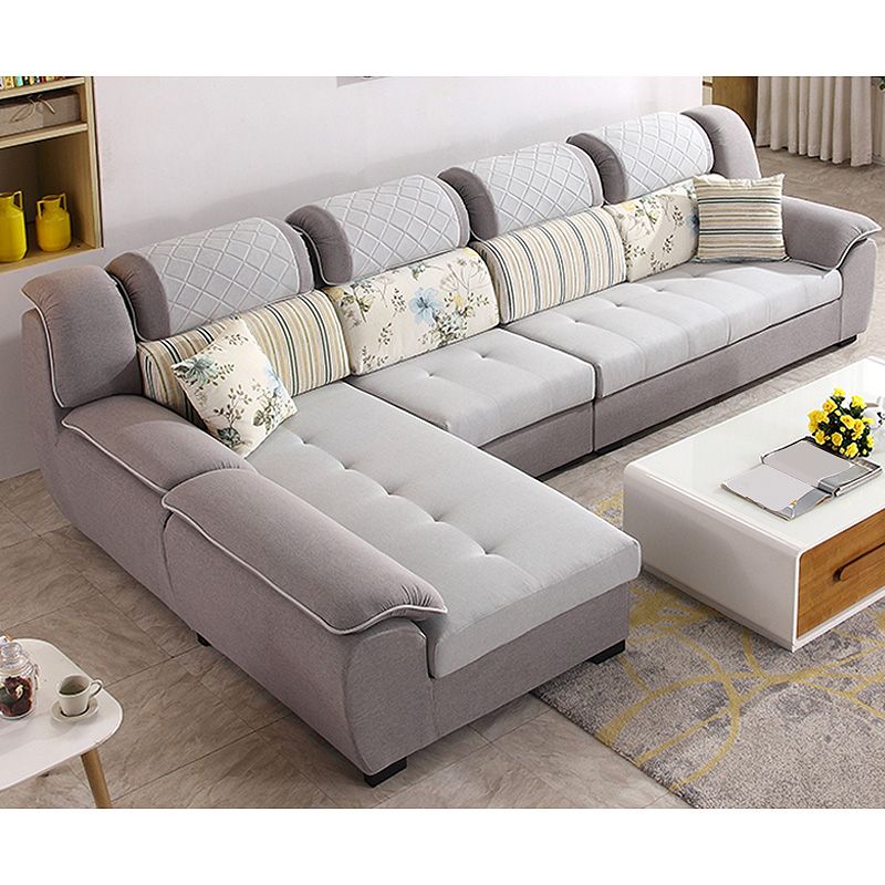 133.86"L x 70.87"W x 37.4"H Pillow Top Arm Sectional Pillow Back Sofa and Chaise