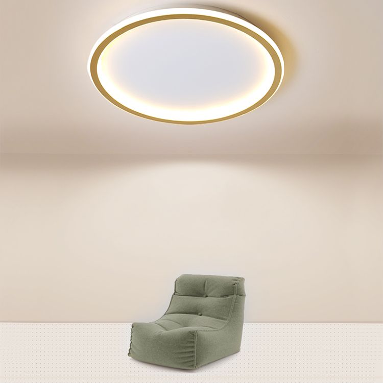 Minimalism Aluminum LED Ceiling Mounted Light Circle 1-Light Flush Light for Bedroom