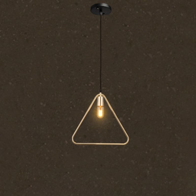 Metal Geometric Pendant Light Fixture Loft-Style Restaurant Hanging Light Fixture in Gold