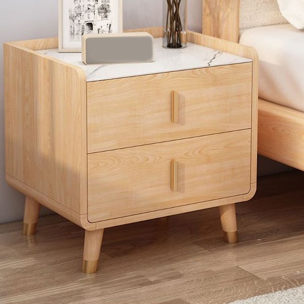 Modern Kids Bedside Table Slate Top Kids Nightstand with 2 Drawers