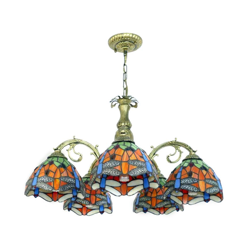 Livraison teintée libellule suspendue Chandelier Rustic Lodge 5/8 Lumières Suspension Lumière pour escalier