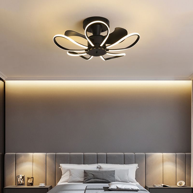 LED Modern Ceiling Fan Light in 3 - Colors Flower Shape Fan Light Ceiling Fixture