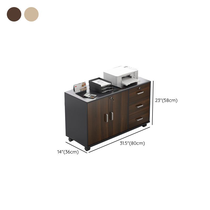 Modern File Cabinet Wood Lock Storage Filing Cabinet with Wheels