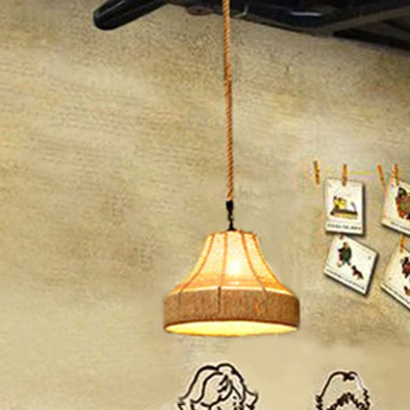 Hennep touw gearceerd hangend licht rustiek 1 lamp restaurant hanglamp in bruin