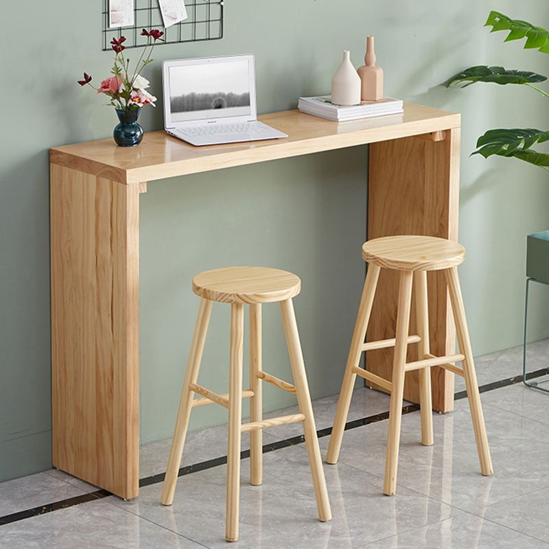 Rectangle Modern Bar Height Table Sled Wood Natural Counter Table for Living Room