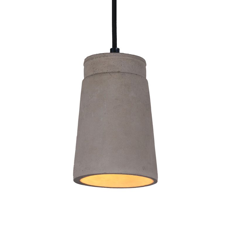 Grey 1 Bulb Hanging Lighting Industrial Cement Cylindrical Ceiling Pendant Lamp for Bedroom