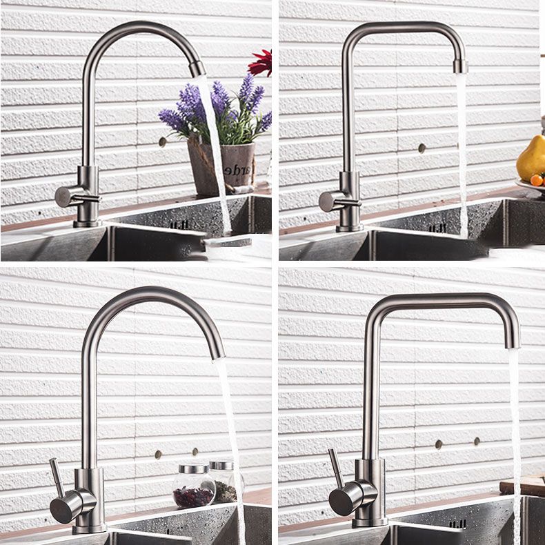 Modern Kitchen Sink Faucet Stainless Steel with Handles and Supply Lines Kitchen Faucet