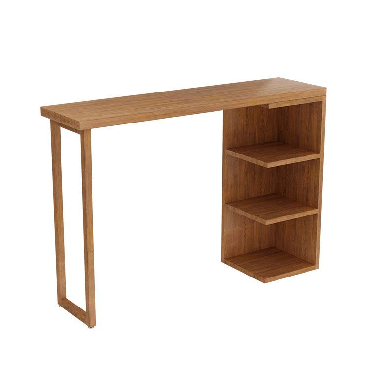 Modem Style Solid Wood Bar Table Rectangle Bar Dining Table with Wine Storage