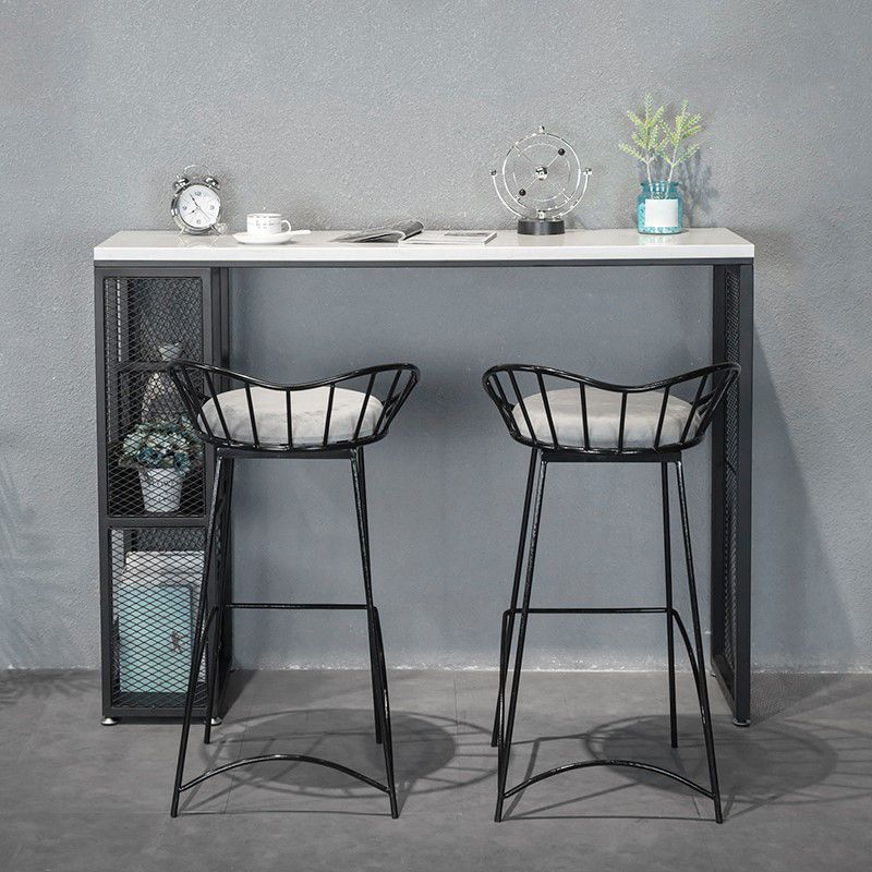 Black and White Bistro Bar Desk with Storage Living Room Stone Bistro Bar Table