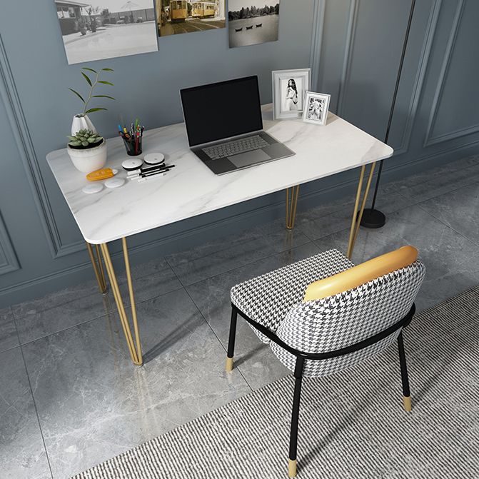 Home Hairpin Base Writing Desk Glam Style Stone Writing Desk