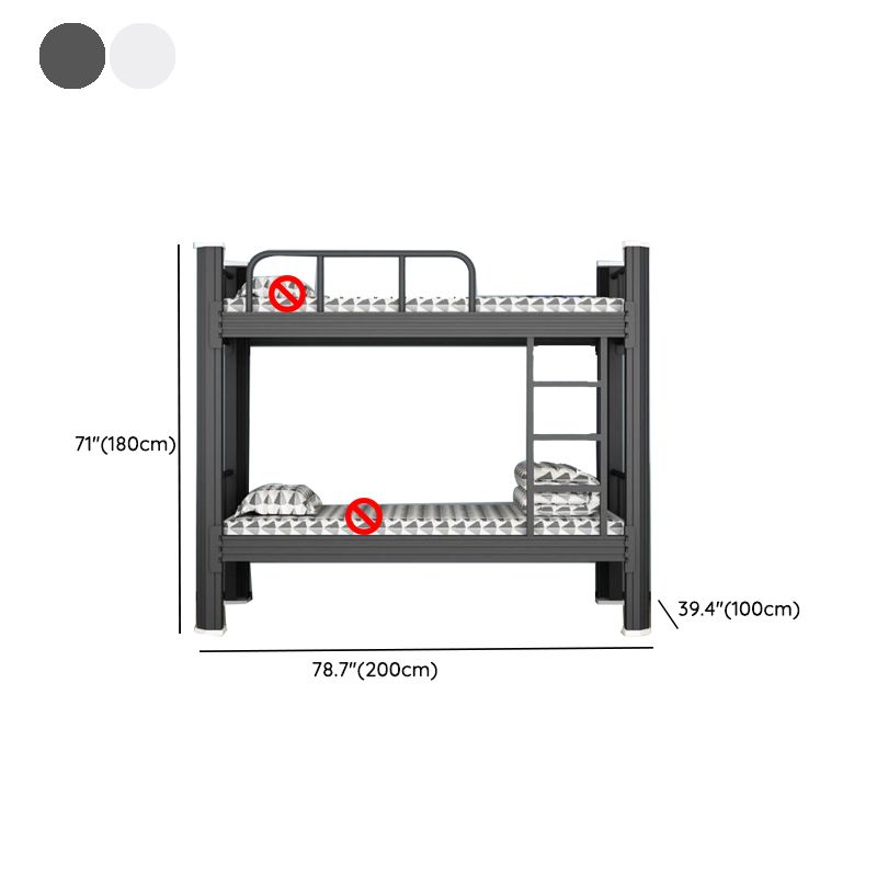 Contemporary Iron Bunk Bed Black / White Kid Bed with Slat Headboard