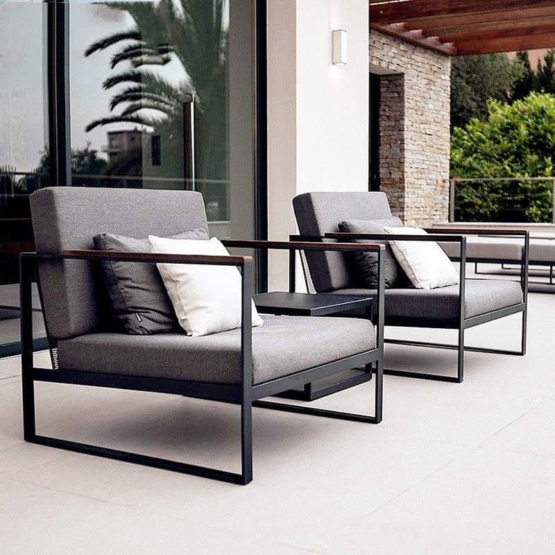 Industrial Metal Frame Outdoor Sofa 27.55" Wide Water Resistant Patio Sofa