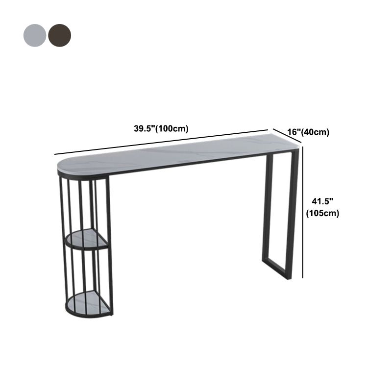 Sintered Stone Top Irregular Shape Bar Table Modern Pub Table with Double Pedestal