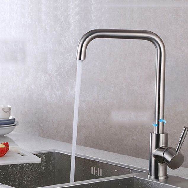 Contemporary 1 Hole Kitchen Faucet Single Handle with Supply Line