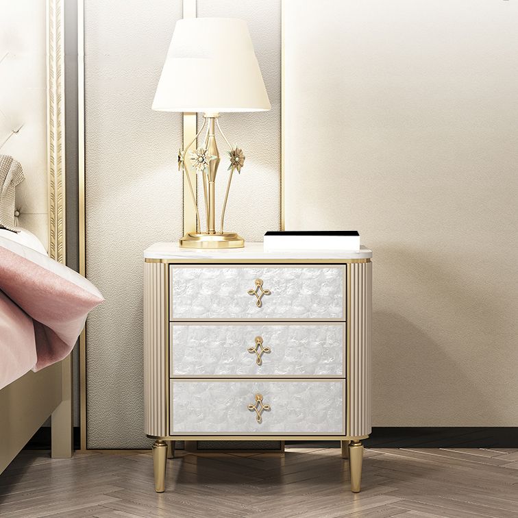 Glam Drawers Included Accent Table Nightstand 24" Tall with Legs