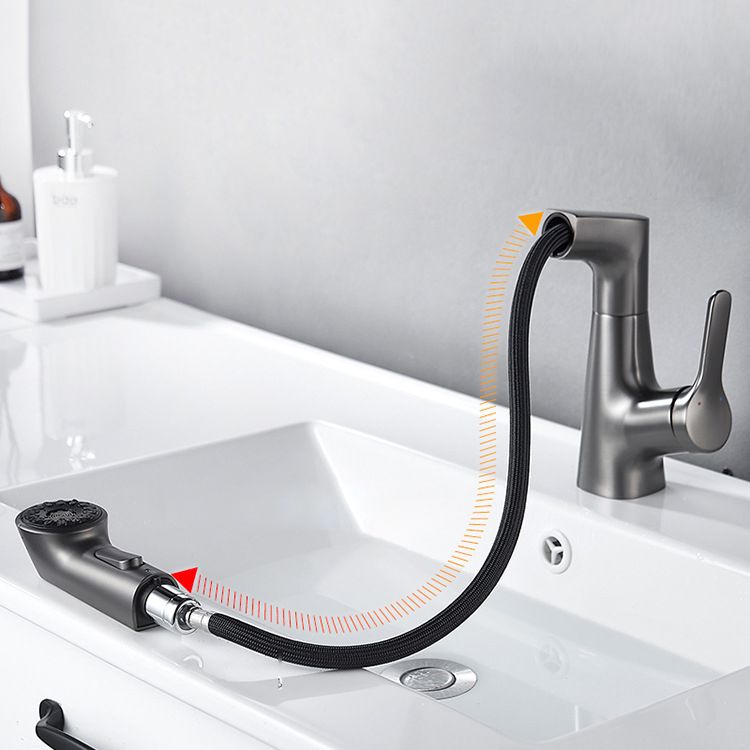 Modern Copper Vessel Faucet Lever Handles Retractable Low Arc Vessel Faucet