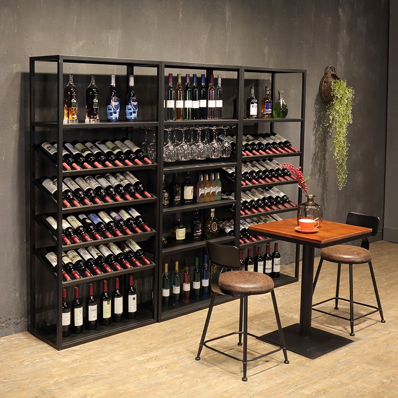 70"H Metal Floor Wine Bottle & Glass Rack Industrial Wine Rack