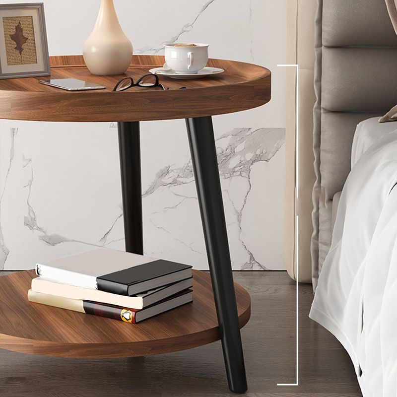 Contemporary Accent Table Nightstand Antique Finish Open Storage Night Table