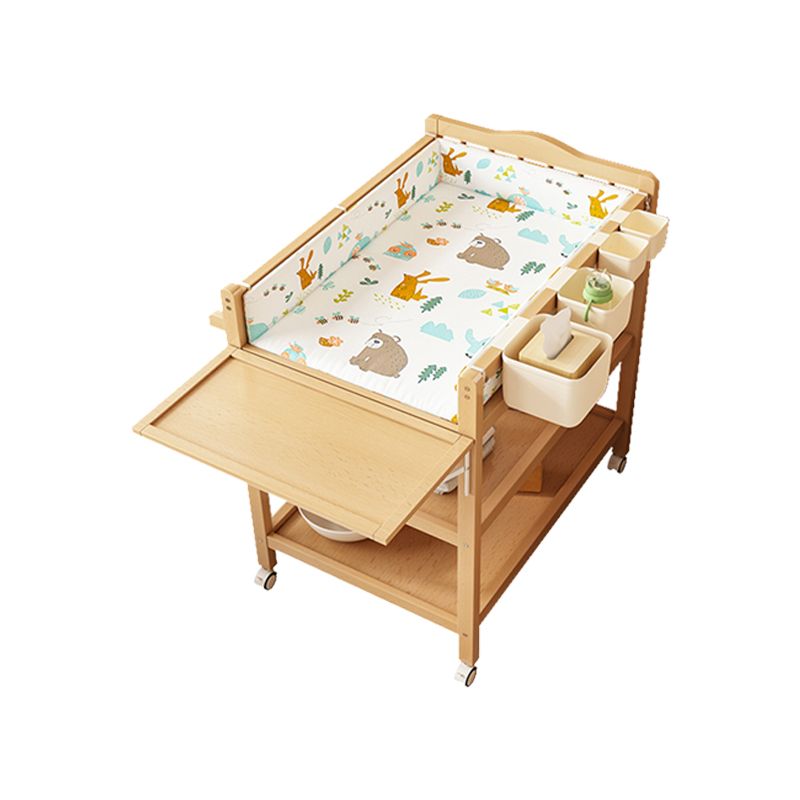 Modern Wooden Baby Changing Table Safety Rails Changing Table With Wheels