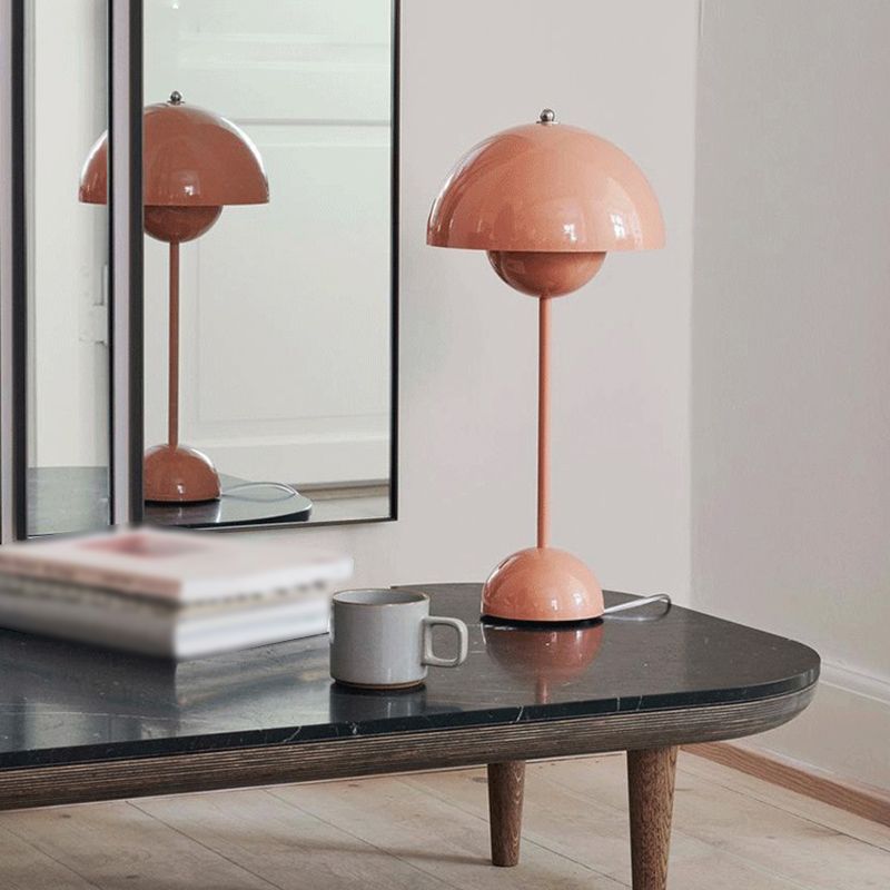 Nordic Style Metal Table Lamp Mushroom Shape Colorful Bulb Table Light for Bedroom