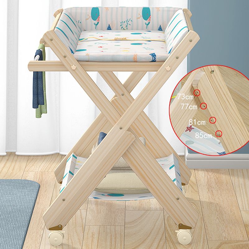Modern Wooden Baby Changing Table Safety Rails Changing Table with Shelf
