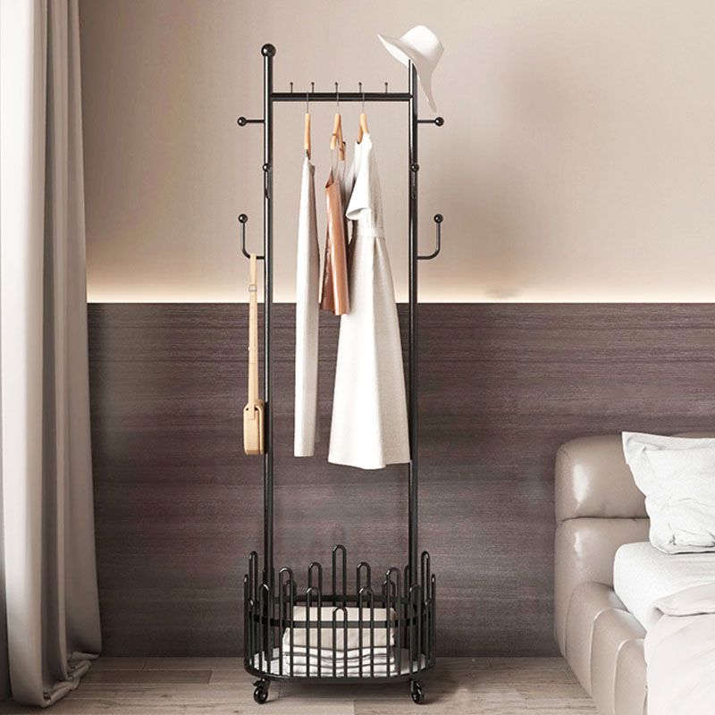 Modern Coat Hanger Metal Free Standing No Distressed Hall Tree with Storage Shelving