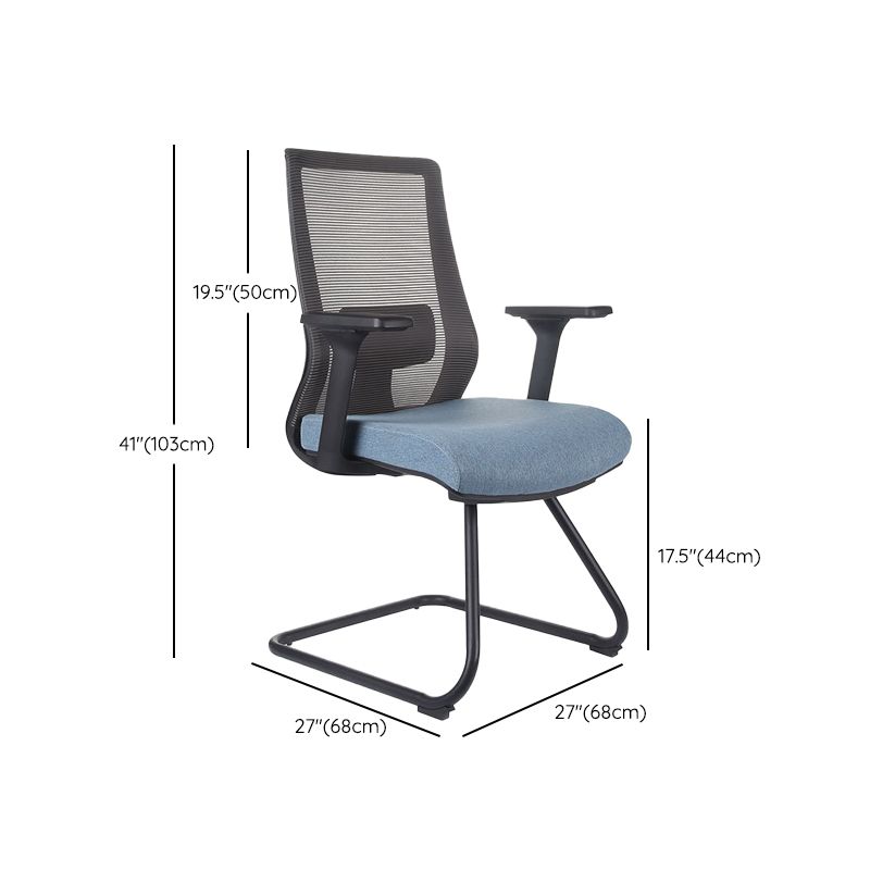 Contemporary Arm Chair Fixed Arms Mid-back Lumbar Support Office Chair